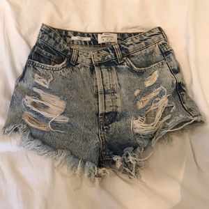 Bershka Vintage High-Waist Denim Shorts